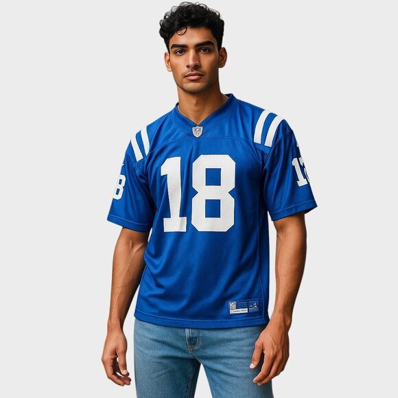 Peyton Manning 18 Jersey Mens XL Blue NFL Indianapolis Colts Onfield Reebok Y2K - Picture 1 of 15